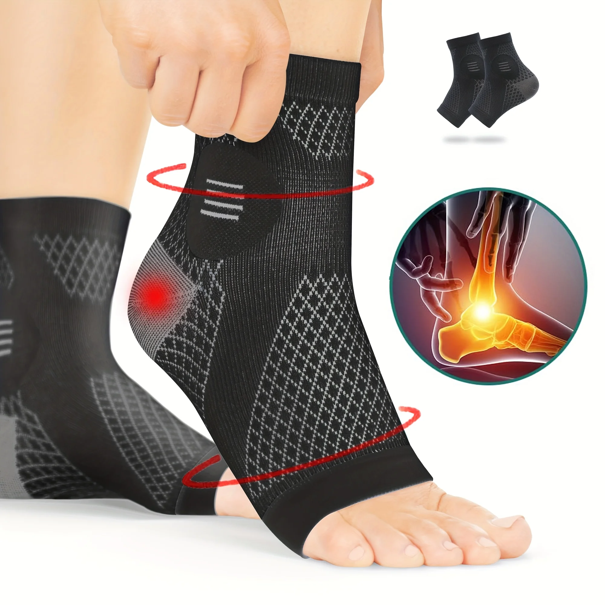 Ankle Brace Sock - 1 Paire de Manchons de Compression